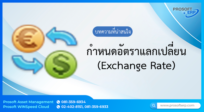 กำหนดอัตราแลกเปลี่ยน (Exchange Rate) เป็นการบันทึกรายการที่เกี่ยวข้องกับเงินตราต่างประเทศ สกุลเงินต่างประเทศ และสกุลเงินในประเทศ